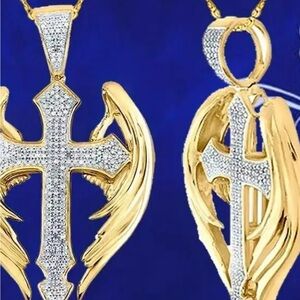 Gold and Silver Cross Pendant Necklace